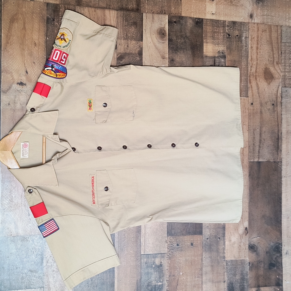 VTG Boy Scouts Of America Assistant Scouts Master Short Sleeve Shirt Sz L Men